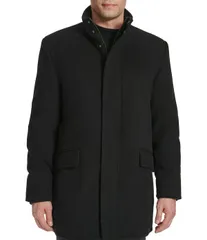 コールハーン メンズ アウター ジャケット・ブルゾン プラスサイズ ウール コート Cole Haan Wool Blend Plush Solid Coat Black ブラックのサムネイル