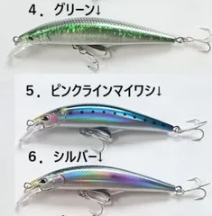 Gコントロール風 セカンドリップ搭載 シーバス 青物 ヘビーシンキングミノー 40g 3色セット グリーン ピンクラインマイワシのサムネイル
