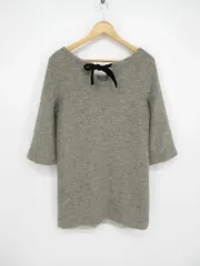 ラトータリテ 後ろ首元リボン モヘア30％ ミニワンピ ニット 7部袖 ワンピース sizeF グレー ◇■ レディースのサムネイル