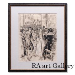 Clément Servaux, "Ballroom Dance," Pastel on paper, Portrait, France, Early 1900s, Fine Art, Description Included, Social Art, Original Painting, Authenticity Guaranteed, Price Negotiable