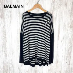 BALMAIN バルマン クロスモチーフ ボーダー ウールニット ブラックのサムネイル