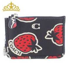 美品COACH ワイルドストロベリー IDパスコインケースキーリング付