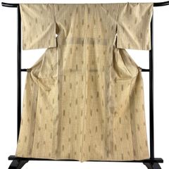 着物 夏用 紬 絹芭蕉布 天然繭 染着尺 正絹 黄格子 153 小柄 - メルカリ
