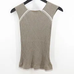 チヴィディーニ CIVIDINI ノースリーブ カットソー ニット 40 茶系 ブラウン リブ ラインデザイン イタリア製のサムネイル