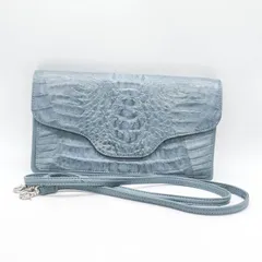 ロダニア ショルダーバッグ カイマン レザー 斜め掛け ウォレット 鞄 カバン ブランド レディース ブルー RODANIA 【中古】のサムネイル