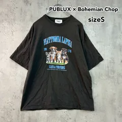 PUBLUX × Bohemian Chop パブリュクス ボヘミアンチョップ S コラボ VIATTOMIA LAPSIA アニマルプリントTシャツ 半袖 カットソー ビッグシルエット オーバーサイズ 犬 猫 チャコールグレー ★ ■◆のサムネイル