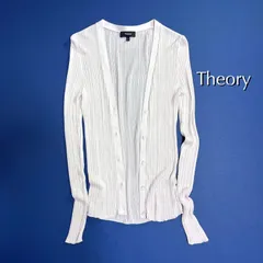kT71 Theory グロスポインテルカーディガン 細身 リブ サマーカーディガン 冷房避け 長袖 シアーシャツ ベージュ セオリーのサムネイル