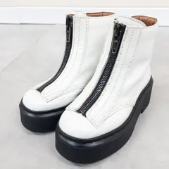 ◎CELINE セリーヌ フィービー期 ショートブーツ フロントジップ プラットフォーム 厚底 レザー ホワイト イタリア製 レディース 36 b01806のサムネイル