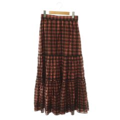 新品 Sara mallika コットンチェック シャーリングスカート 極美品】サラマリカ コットンチェック シャーリングスカート ブラウン