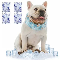 【ISAX】 クールネック 犬 国産保冷剤付属 夏 暑さ対策 ひんやり リード穴付き 熱中症予防 小型犬 中型犬 大型犬 ブルー Sサイズのサムネイル