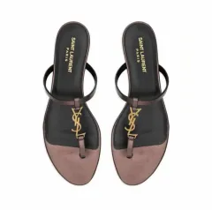 Saint Laurent サンローラン カサンドラ スライド サンダル メタリック ブラウンのサムネイル