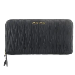 ミュウミュウ miumiu マテラッセ 長財布 ラウンドファスナー レザー ブラック /YO1 ■OHのサムネイル