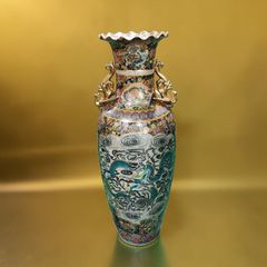 大清同治年製 扁壺 花鳥文 陶磁器 清時代 中国古美術高さ約40 cm