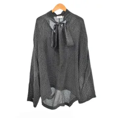 バレンシアガ BALENCIAGA ボウタイ シャツ ブラウス 長袖 総柄 シルク 38 黒 ブラック 667503 ☆AA★のサムネイル