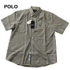 【POLO/ポロ】麻混 チェックシャツ ボタンダウン 半袖 消臭 ブラウン 茶（中古・未使用品）のサムネイル