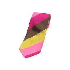 【中古】タイユアタイ TIE YOUR TIE シルク ストライプ柄ネクタイ ピンクxブラウン【メンズ】のサムネイル