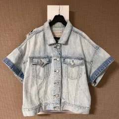 ALLSAINTS オールセインツ オーバーサイズ デニム ジャケット 半袖 ショート クロップド丈 ジャケット ダメージデニムのサムネイル