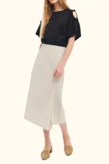ハンサム ランバンコレクション LANVIN ストライプ リネン スカート アシンメトリー 夏 スカート ロング丈のサムネイル
