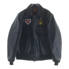 HUMAN MADE (ヒューマンメイド) LETHER JACKET ロゴワッペン ホーススキン レザージャケット ブラック HM28JK047のサムネイル