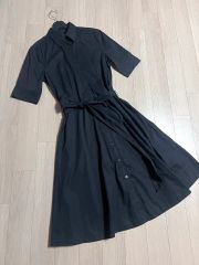 ラルフローレン＊パフスリーブ＆フレアシャツリボンワンピース／ベージュ ラルフローレン＊パフスリーブ＆フレアシャツリボンワンピース
