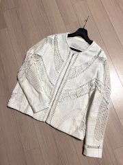 ballsey スクエアモチーフエンブロイダリーノーカラージャケット