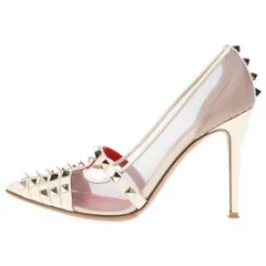 VALENTINO GARAVANI (ヴァレンチノガラヴァーニ) ロックスタッズ パンプス ポインテッドトゥ ハイヒール ピンヒール ビジュー レッド/ベージュのサムネイル