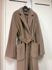 DKNY アルパカ ウール ロングコート マックス ベージュ ローブ ベルト ルーズフィット オールドマネールックのサムネイル