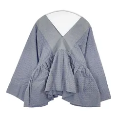 Toujours コットン Vネック 総柄 ブラウス シャツ ブルー レディース トゥジュー【中古】6-0606M∞のサムネイル