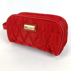 MOSCHINO モスキーノ ハートキルティングポーチ レッド 赤 ナイロンポーチ 化粧ポーチのサムネイル