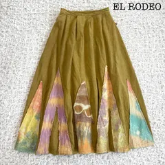 EL RODEO エルロデオ パッチワーク アップリケ タイダイ ロングフレアスカート ベージュのサムネイル