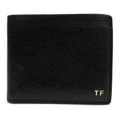 トムフォード／TOM FORD 財布 ウォレット メンズ 男性 男性用 レザー 革 本革 ブラック 黒  TFロゴ金具 シボ革 シュリンクレザー 二つ折り 小銭入れなし 札入れのサムネイル