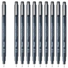 新品 ぺんてる 水性ペン ミリペン ポイントライナー 0.8mm ブラック 10本 S20P-8AD(10)のサムネイル