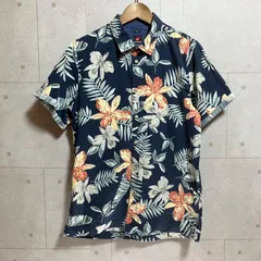 Quiksilver クイックシルバー ボタニカル シャツ アロハシャツ 半袖 トップス L ネイビー メンズ SU-32-30のサムネイル