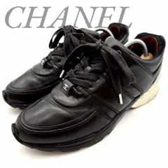 【B5433】 CHANEL シャネル スニーカー レザー ココマーク ブラック ホワイト バイカラー ローカット レディース メタルロゴのサムネイル