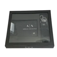 未使用 ARMANI EXCHANGE アルマーニ エクスチェンジ ギフトセット カードケース キーリング キーホルダー 958539 4R847 レザー ブラック 普段使い 通勤 通学 お出かけ 定番 人気 上品 洗練 実用的 機能的 デイリーのサムネイル