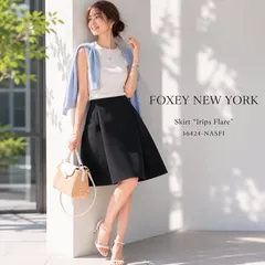 【 特別限定プライス / 未使用に近い / ふんわり広がる極上のハリ感】FOXEY NEW YORK / フォクシーニューヨーク スカート イリプスフレアー ブラック【希少サイズ】 40「細 L（11号）相当 ◎M（9号）」【手洗い可】のサムネイル