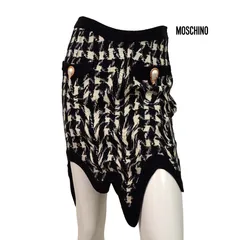 【定価￥220,000の90％OFF】MOSCHINO COUTURE【モスキーノクチュール】【レディース】アバンギャルドなチェックデザインスカート/ブラック×ホワイト【サイズ38】【イタリア製】のサムネイル