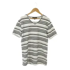 インジアティック In The Attic Tシャツ L 白 ホワイト 黒 ブラック ボーダー柄 Vネック 半袖 /AO30 ■ECA006のサムネイル