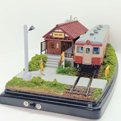 江ノ電 江の島腰越 満福寺と踏み切り 鉄道ジオラマ Nゲージ 展示台