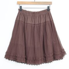 極美品】ピンクハウス☆豪華！かぶせ段々フリルのローンスカート 黒系