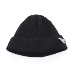プラダ PRADA ニットキャップ トライアングルロゴ ブラック ウール ニット帽 ビーニー UMD489 レディース Used Aのサムネイル