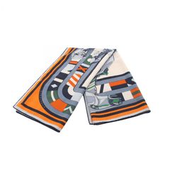 エルメス HERMES スカーフ カレ90 PAVOIS ホワイト系 シルク カレ90