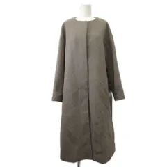 N.Natural Beauty Basic N.ナチュラルビューティーベーシック ノーカラーコート ウール M グレージュ 無地 ロング丈 長袖 /PP ■ECC004のサムネイル
