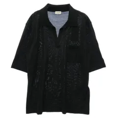 SAINT LAURENT サンローラン 778950 Y75YW Cassandre Wool Polo Shirt ロゴ刺繍 カサンドラ オープンカラー ウール ポロシャツ 半袖 ブラック系 M【新古品】【未使用】【中古】のサムネイル