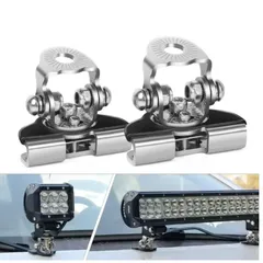 LED ワークライト フォグランプ ブラケット ステー 2個 クリップ式 穴あけ不要 ステンレス 汎用 管理Q2のサムネイル