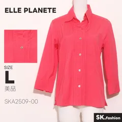 美品 ELLE PLANETE トップス シャツ　長袖　前ボタン　サイドスリット　シンプル　綿混のサムネイル