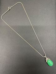 美品】翡翠S925 18KGP刻印グリーンジェイド ペンダント ネックレス 