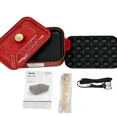 186000 動作確認済み BRUNO ブルーノ 美品 コンパクトホットプレート BOE021   赤のサムネイル