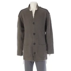 イッセイミヤケ 93AW ウール レザー編み込み 縮絨 ニット ジャケット カーディガン 羽織 アウター グレー 4【中古】のサムネイル