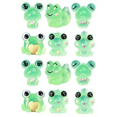 【新品】 JOINPAYA 光るカエル 置物 12個 蓄光 樹脂製 かえるフィギュア 卓上 装飾 ミニチュア デコレーション オーナメント マイクロ景観のサムネイル